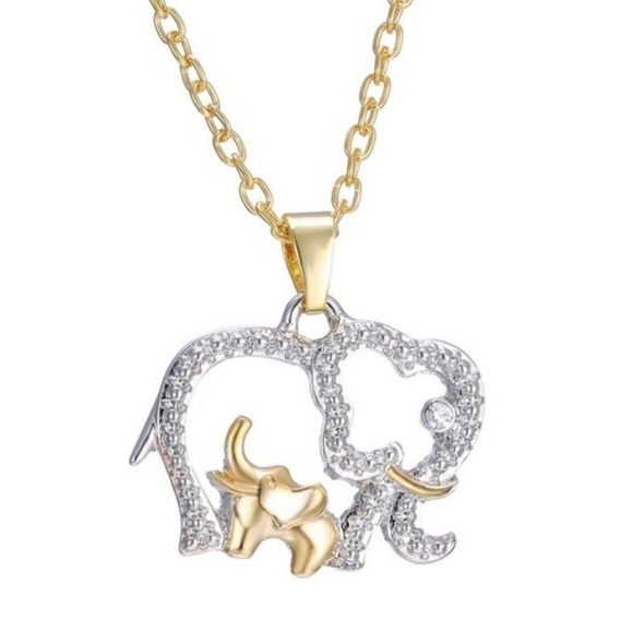 Mama & baby elephant gold/silv necklace - Picture 2 of 5